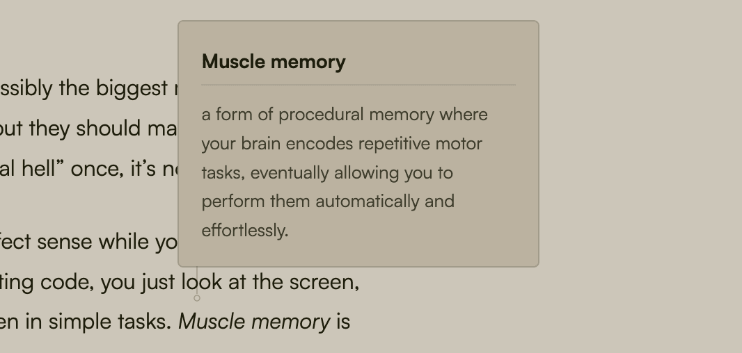 Hover word explanation